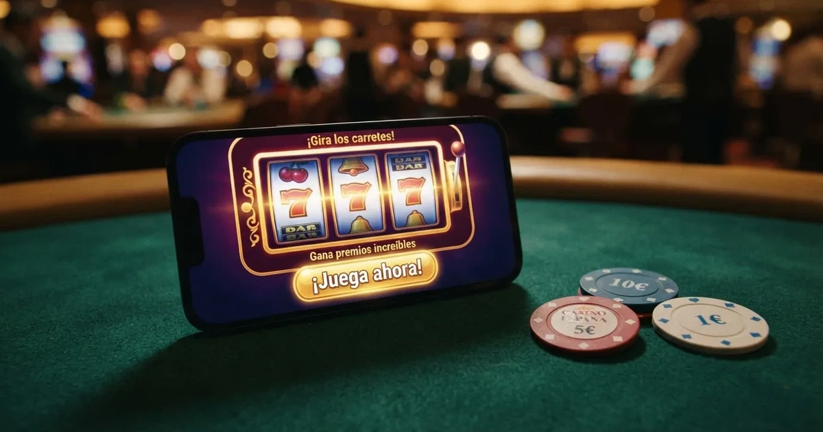 Captura de pantalla de un casino online español mostrando una promoción de tiradas gratis sin depósito junto al botón de registro