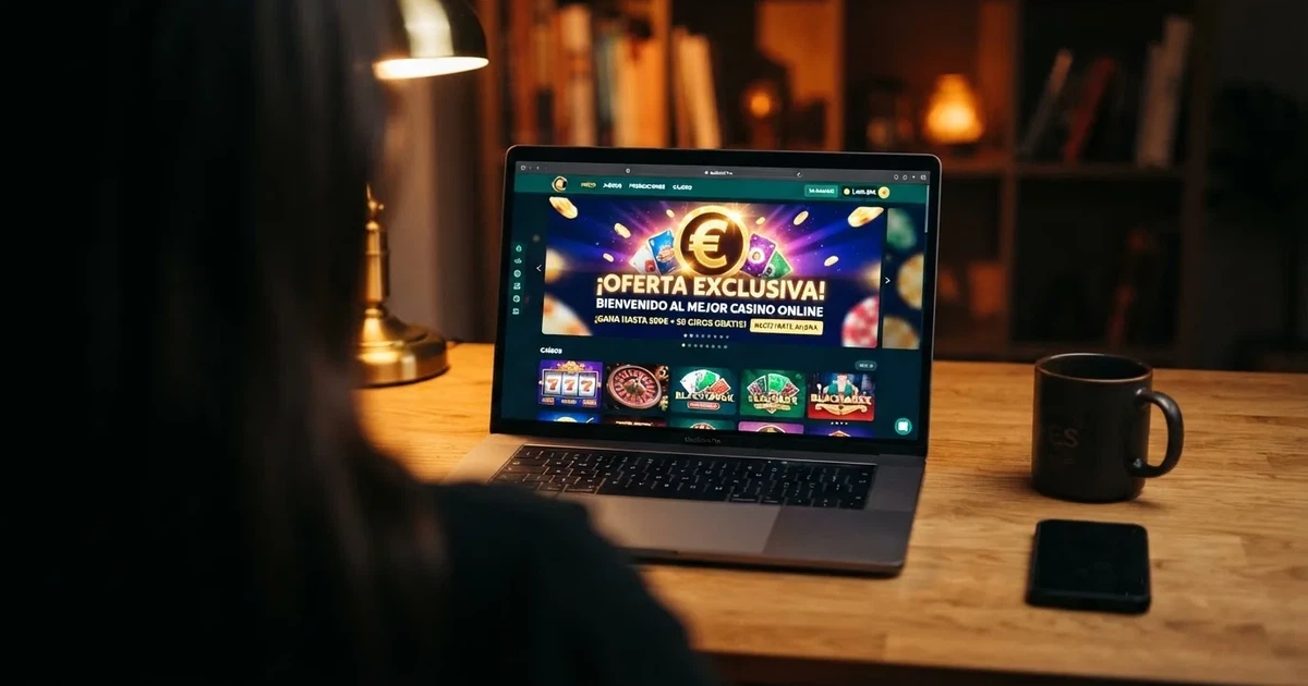 Pantalla de un casino online español con un banner de oferta exclusiva visible solo tras acceder desde un enlace de afiliado