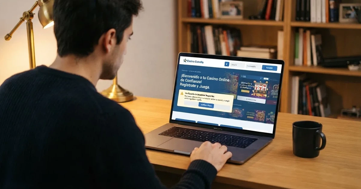 Captura de la página principal de un casino online con licencia española mostrando la sección de acceso y verificación de identidad