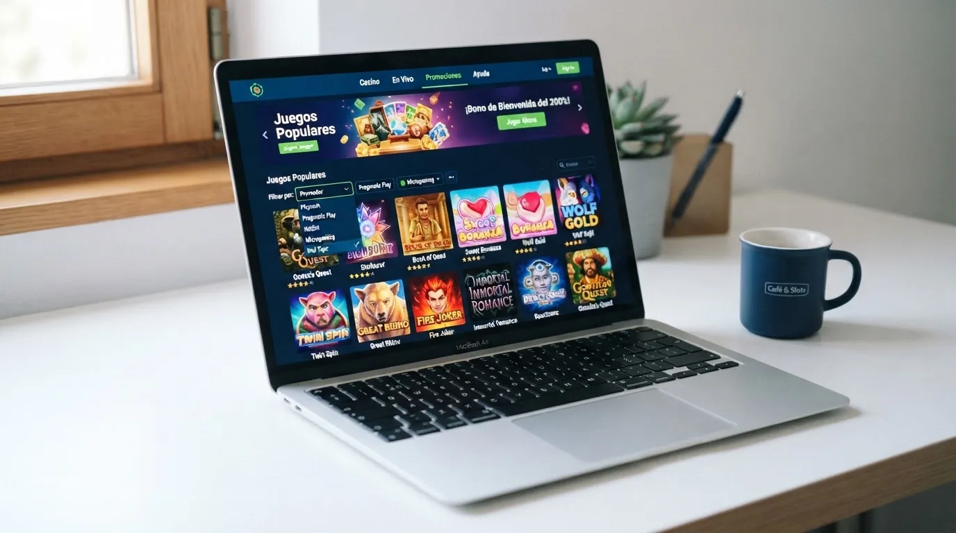 Captura del lobby de un casino online español con licencia DGOJ que muestra el filtro de proveedores con Hacksaw Gaming seleccionado