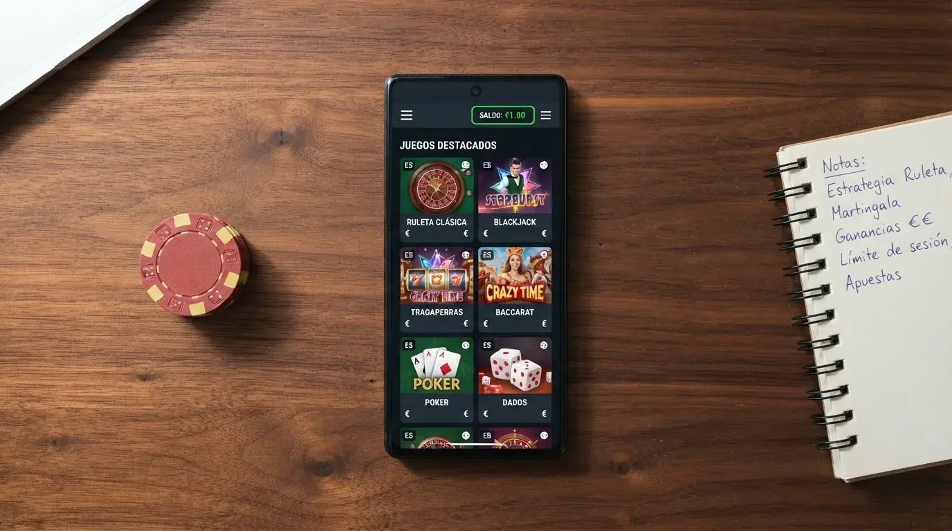Pantalla dividida de un ordenador portátil mostrando las fichas de varios casinos online españoles con sus importes mínimos de depósito y bonos de bienvenida