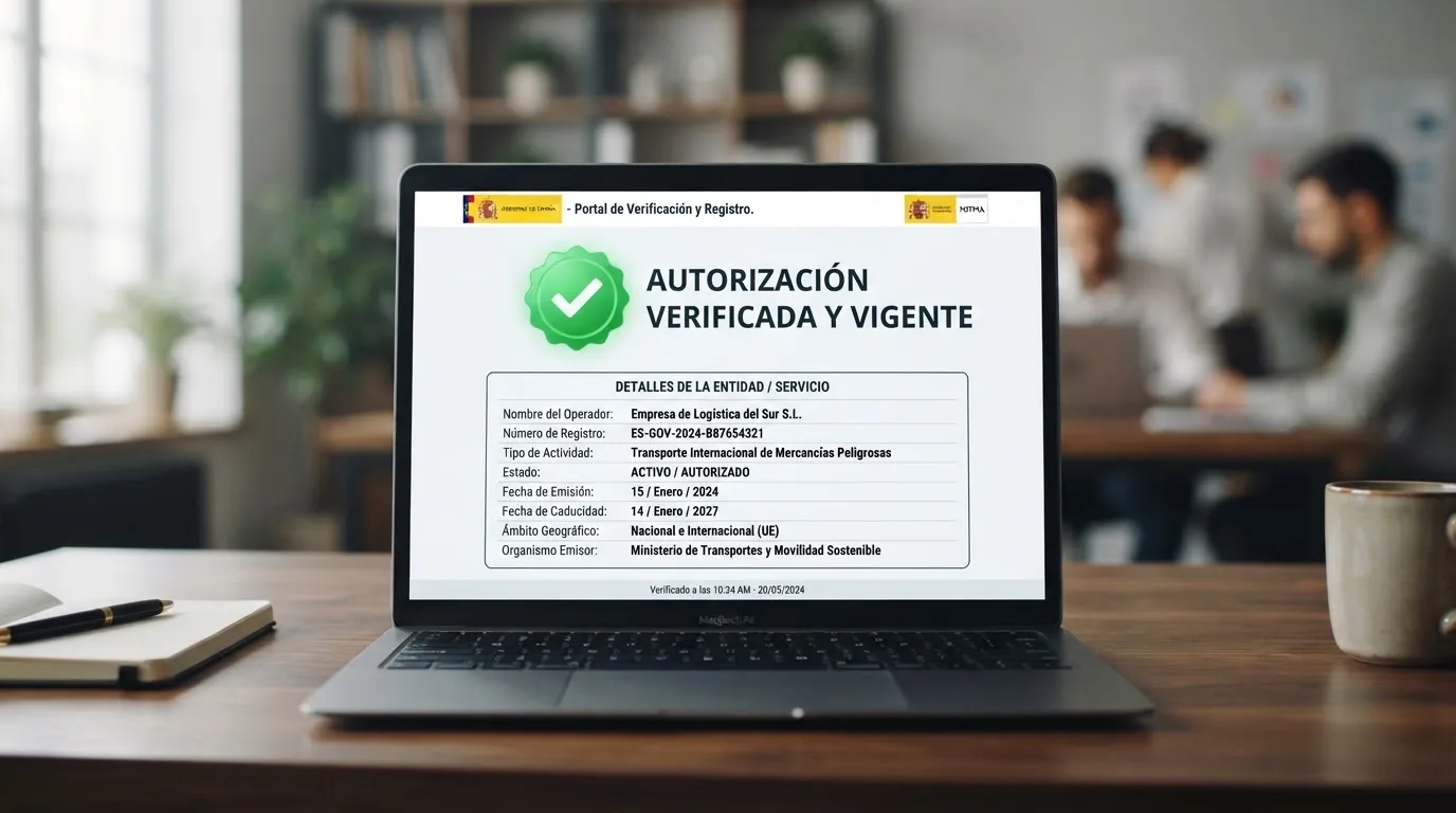 Pantalla del registro oficial de la DGOJ con el sello de un operador autorizado y los datos de licencia visibles