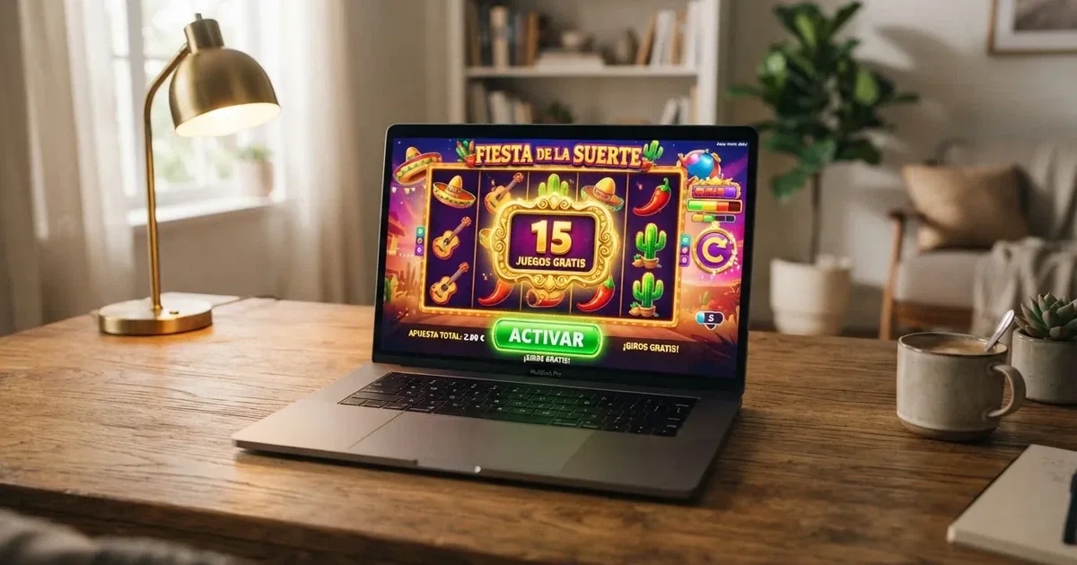 Interfaz de un casino online español con una promoción activa de giros gratis sin depósito, mostrando el número de tiradas y el botón de activación