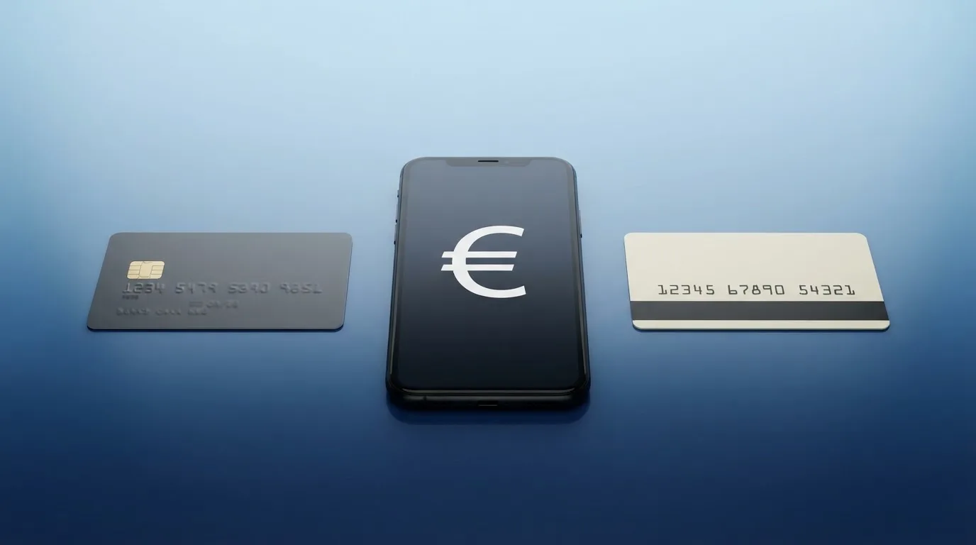 Mosaico con los iconos de Bizum, PayPal, Visa, Paysafecard y una tarjeta bancaria sobre un fondo de tonos azules corporativos, con un smartphone mostrando una pantalla de ingreso