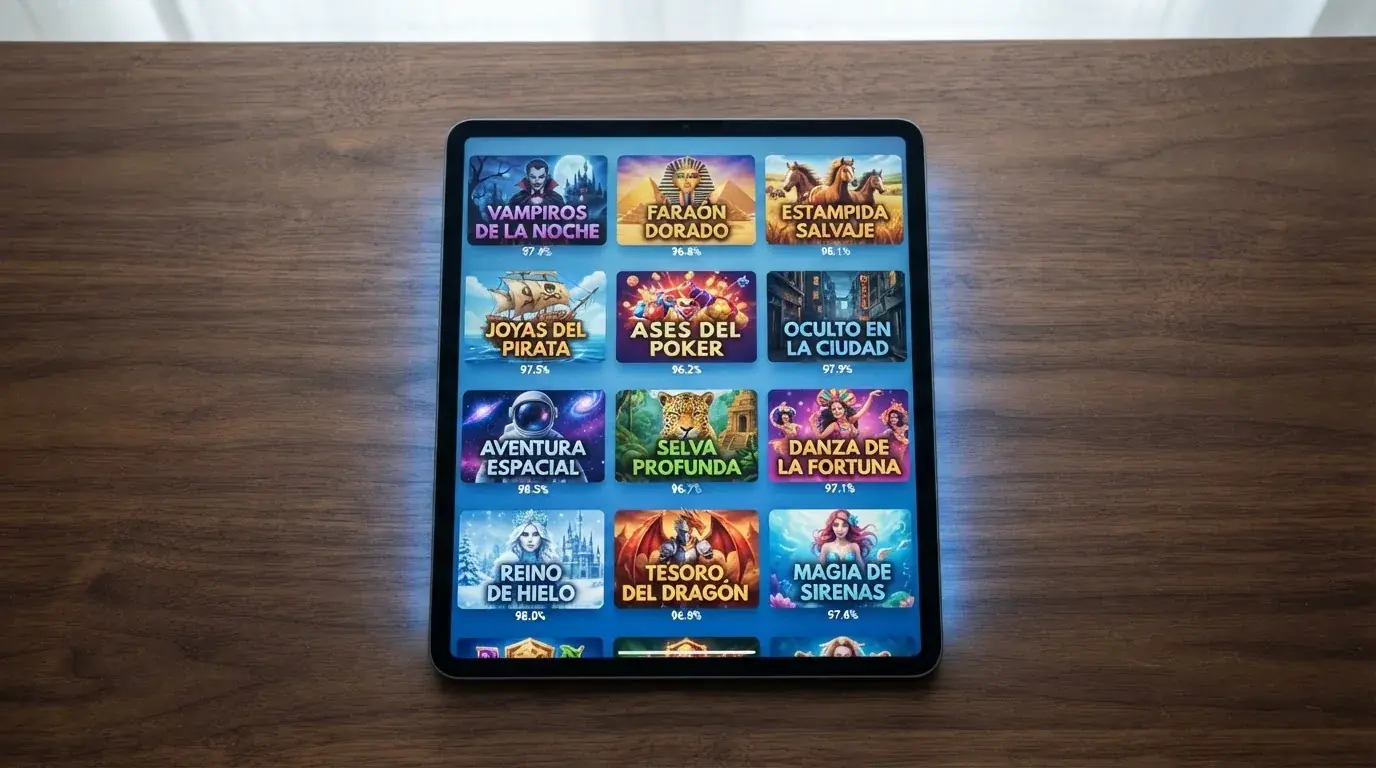 Rejilla con las carátulas de los doce slots de Hacksaw Gaming ordenados por RTP descendente, desde Le Vampire hasta Chaos Crew
